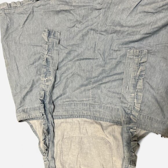 Hot Topic Blue Short Overalls β Frog & Mushroom Embroidery Adorable blu - Picture 2 of 4